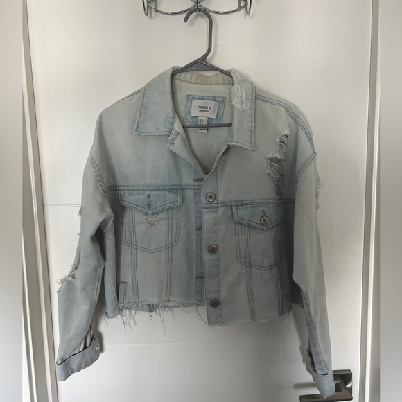 Forever 21 Jackets & Blazers - Forever 21 Cropped Distressed Denim Jacket